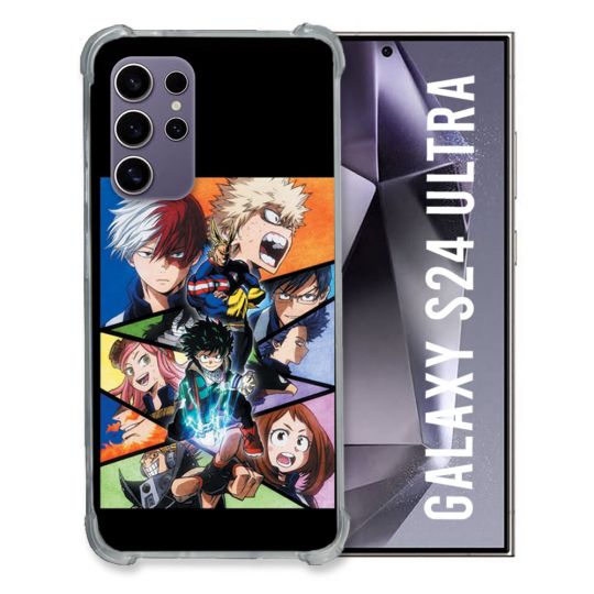 Coque Renforcée En Verre Trempé Pour Samsung Galaxy S24 Ultra Manga My Hero Academia Noir