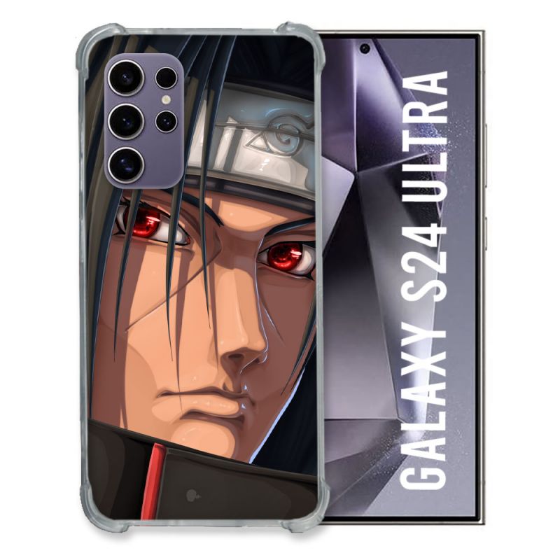 Coque Renforcée En Verre Trempé Pour Samsung Galaxy S24 Ultra Manga Naruto Itachi Visage