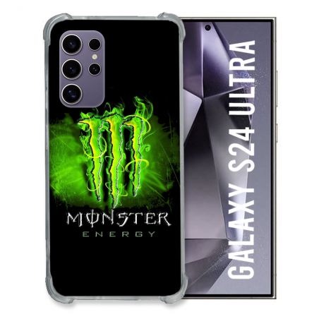 Coque Renforcée En Verre Trempé Pour Samsung Galaxy S24 Ultra Monster Energy Vert