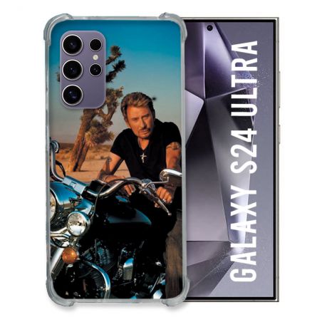 Coque Renforcée En Verre Trempé Pour Samsung Galaxy S24 Ultra Musique Johnny Hallyday Moto