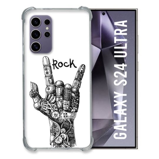 Coque Renforcée En Verre Trempé Pour Samsung Galaxy S24 Ultra Musique Rock Main