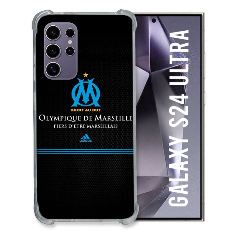 Coque Renforcée En Verre Trempé Pour Samsung Galaxy S24 Ultra Olympique Marseille OM Fier etre Marseillais