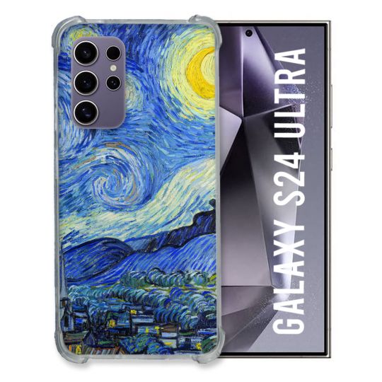 Coque Renforcée En Verre Trempé Pour Samsung Galaxy S24 Ultra Peinture La nuit étoilée