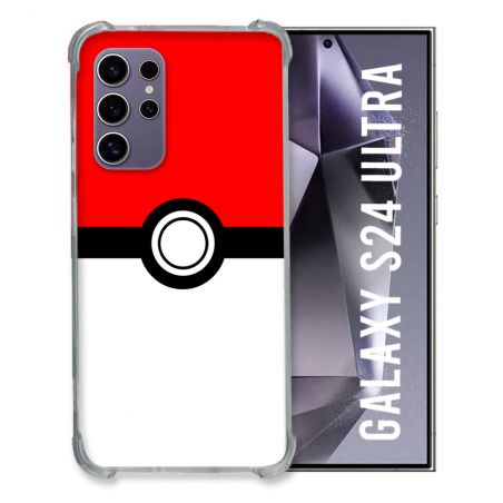 Coque Renforcée En Verre Trempé Pour Samsung Galaxy S24 Ultra Pokemon Pokeball
