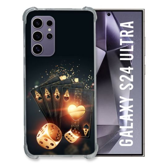 Coque Renforcée En Verre Trempé Pour Samsung Galaxy S24 Ultra Poker Des