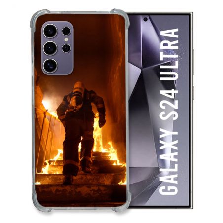 Coque Renforcée En Verre Trempé Pour Samsung Galaxy S24 Ultra Pompier Escalier