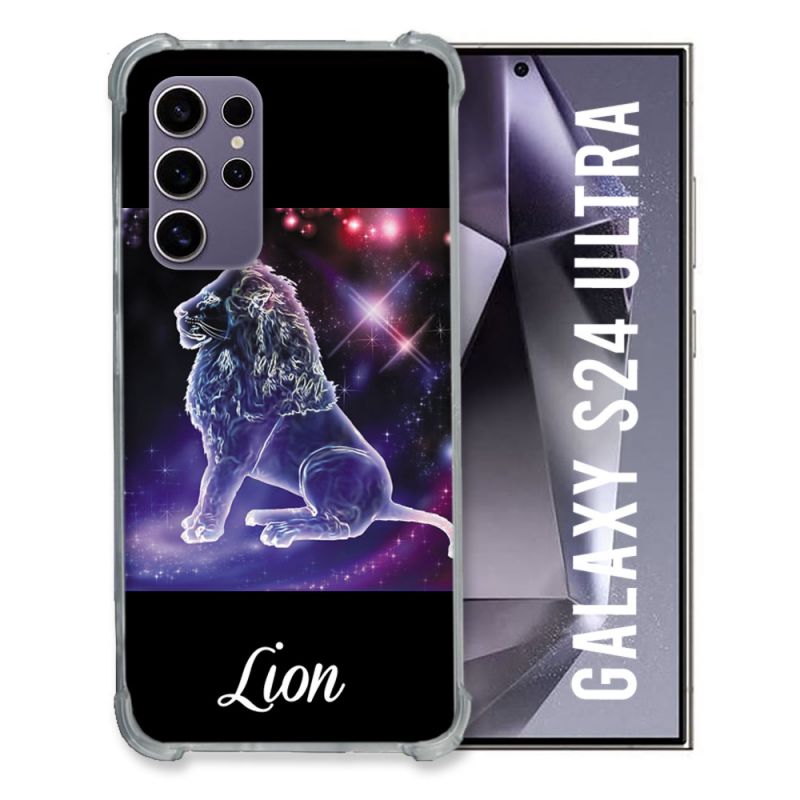 Coque Renforcée En Verre Trempé Pour Samsung Galaxy S24 Ultra Signe Zodiaque 2 Lion