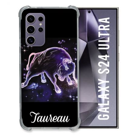 Coque Renforcée En Verre Trempé Pour Samsung Galaxy S24 Ultra Signe Zodiaque 2 Taureau
