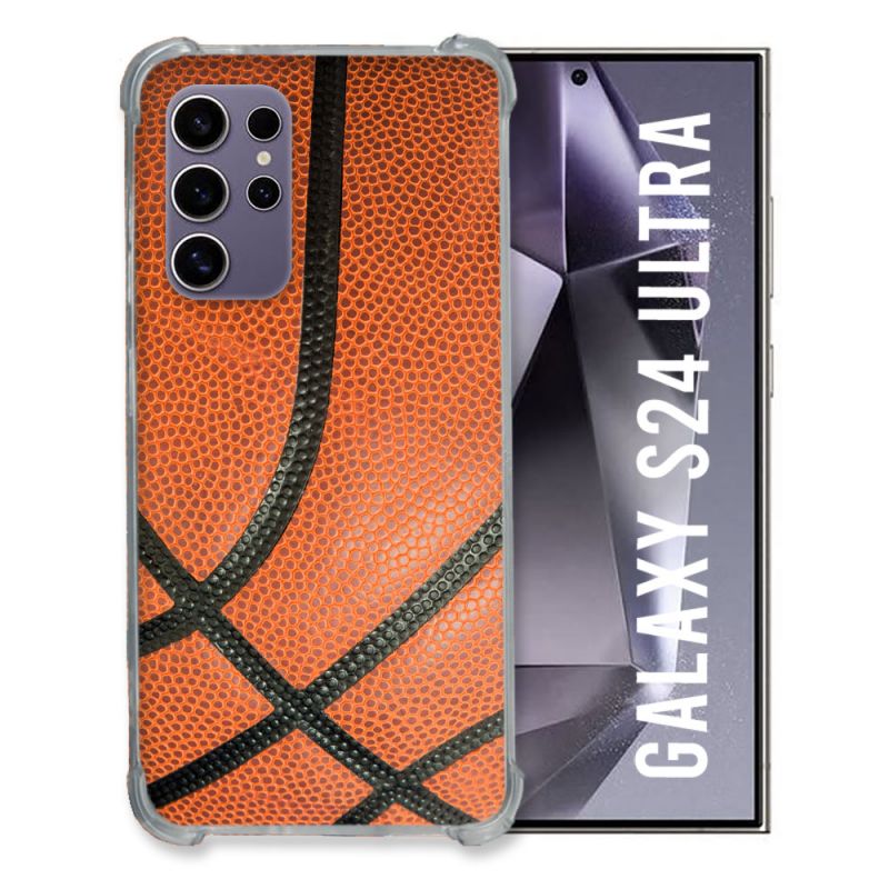Coque Renforcée En Verre Trempé Pour Samsung Galaxy S24 Ultra Sport Ballon Basket