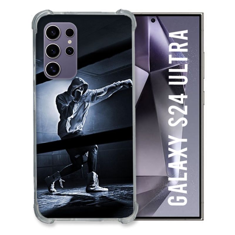 Coque Renforcée En Verre Trempé Pour Samsung Galaxy S24 Ultra Sport Boxe Poing