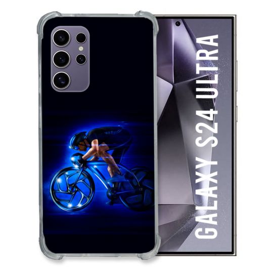 Coque Renforcée En Verre Trempé Pour Samsung Galaxy S24 Ultra Sport Cyclisme Bleu