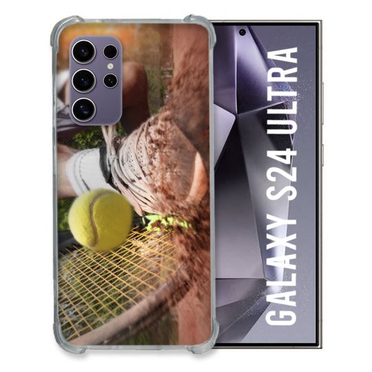 Coque Renforcée En Verre Trempé Pour Samsung Galaxy S24 Ultra Sport Tennis Glissade