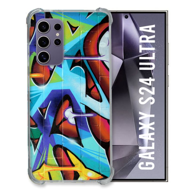 Coque Renforcée En Verre Trempé Pour Samsung Galaxy S24 Ultra Street Art Graf Color