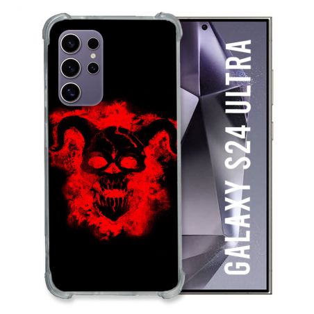 Coque Renforcée En Verre Trempé Pour Samsung Galaxy S24 Ultra Tete de Mort Diable