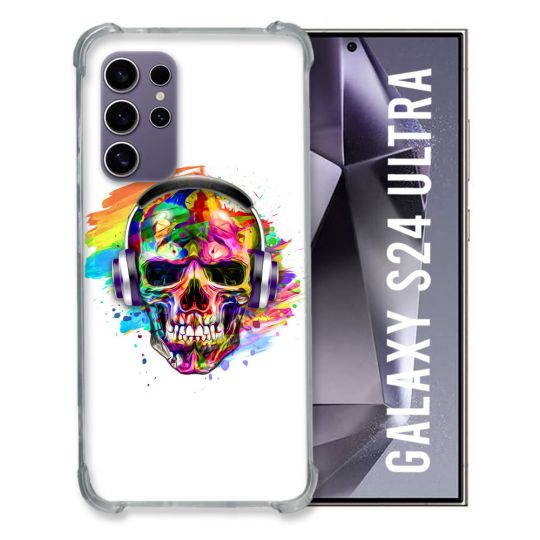 Coque Renforcée En Verre Trempé Pour Samsung Galaxy S24 Ultra Tete de Mort Tag