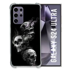 Coque Renforcée En Verre Trempé Pour Samsung Galaxy S24 Ultra Tete de Mort Triple