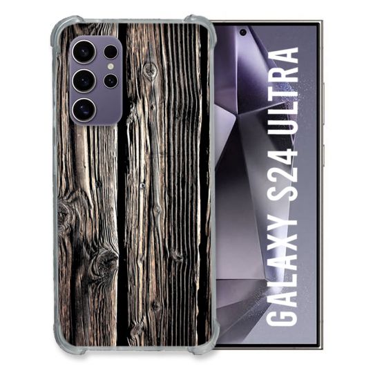 Coque Renforcée En Verre Trempé Pour Samsung Galaxy S24 Ultra Texture Bois