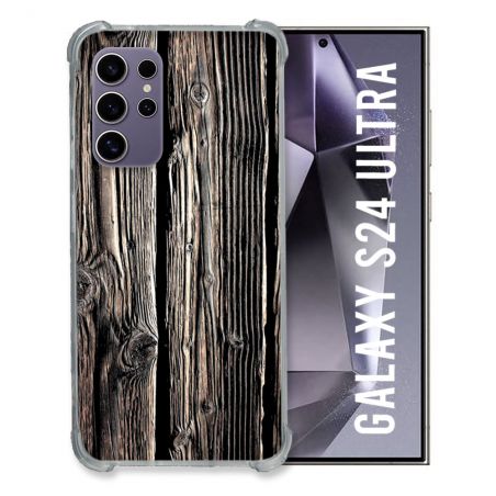 Coque Renforcée En Verre Trempé Pour Samsung Galaxy S24 Ultra Texture Bois