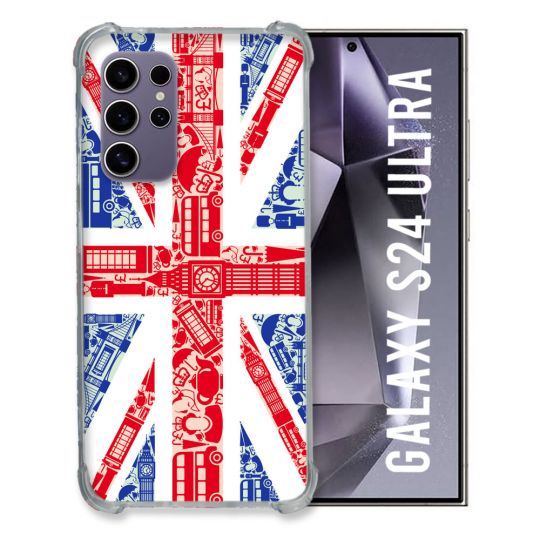 Coque Renforcée En Verre Trempé Pour Samsung Galaxy S24 Ultra Voyage Angleterre Blanc