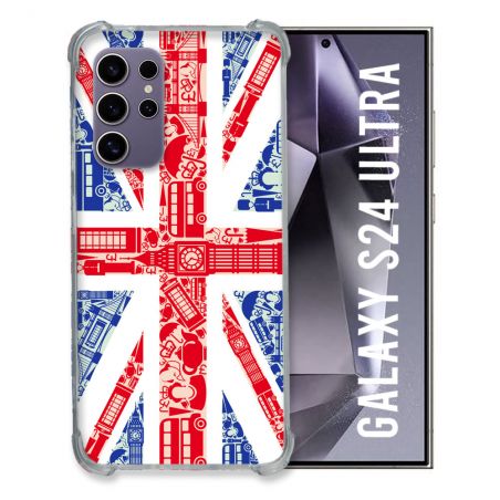 Coque Renforcée En Verre Trempé Pour Samsung Galaxy S24 Ultra Voyage Angleterre Blanc