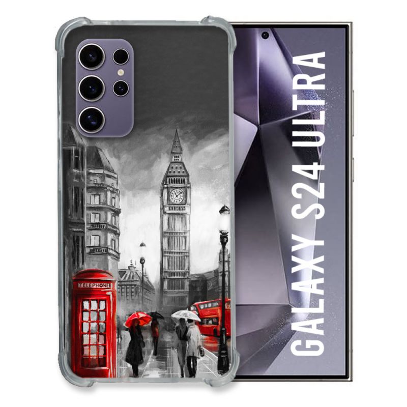 Coque Renforcée En Verre Trempé Pour Samsung Galaxy S24 Ultra Voyage Angleterre Londres Vintage