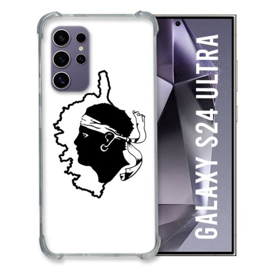 Coque Renforcée En Verre Trempé Pour Samsung Galaxy S24 Ultra Voyage Corse Blanc
