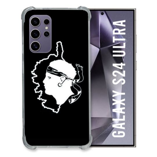 Coque Renforcée En Verre Trempé Pour Samsung Galaxy S24 Ultra Voyage Corse Noir