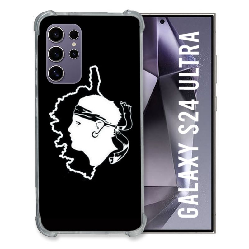 Coque Renforcée En Verre Trempé Pour Samsung Galaxy S24 Ultra Voyage Corse Noir