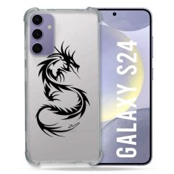 Coque Transparente Pour Samsung Galaxy S24 Dragon Noir
