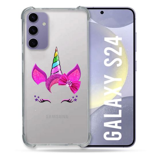Coque Transparente Pour Samsung Galaxy S24 Licorne Paillette
