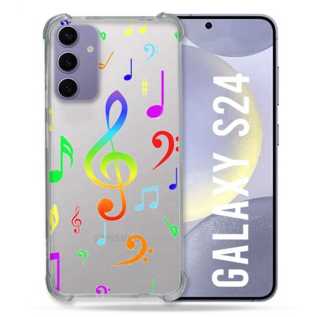 Coque Transparente Pour Samsung Galaxy S24 Note Musique Colore