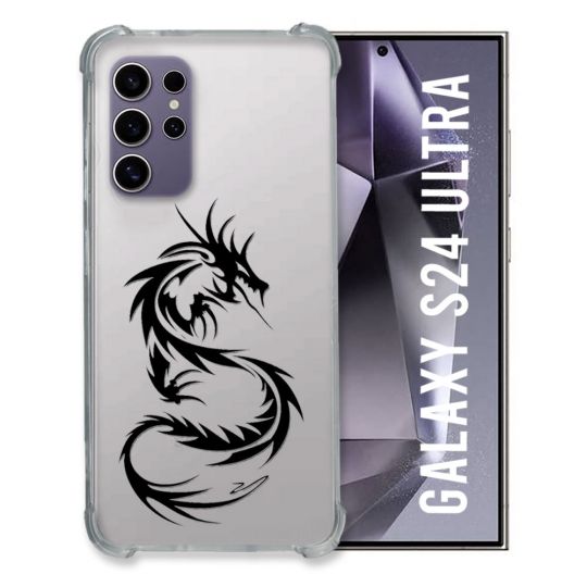Coque Transparente Pour Samsung Galaxy S24 Ultra Dragon Noir