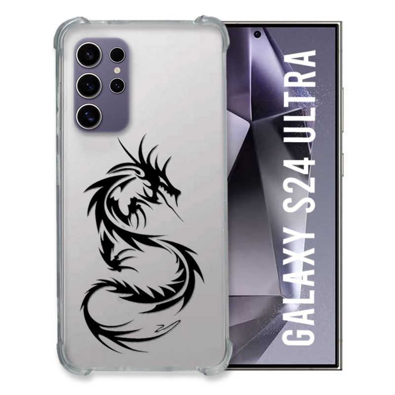 Coque Transparente Pour Samsung Galaxy S24 Ultra Dragon Noir