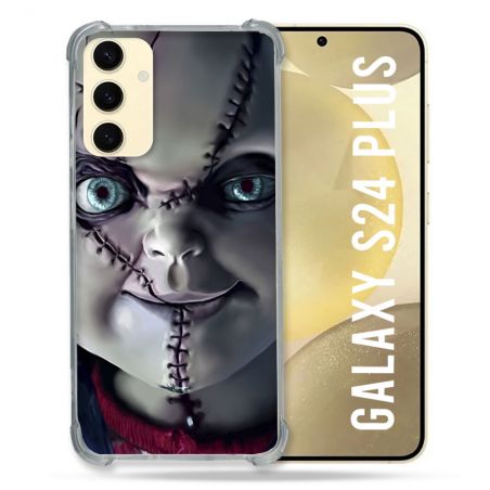 Coque Renforcée En Verre Trempé Pour Samsung Galaxy S24 Plus Horreur Chucky Cicatrice