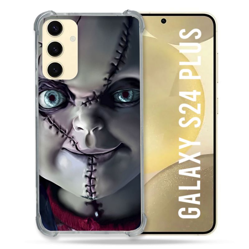Coque Renforcée En Verre Trempé Pour Samsung Galaxy S24 Plus Horreur Chucky Cicatrice