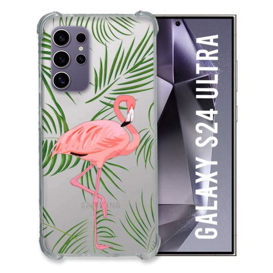 Coque Transparente Pour Samsung Galaxy S24 Ultra Flamant Rose