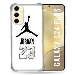 Coque Renforcée En Verre Trempé Pour Samsung Galaxy S24 Plus Jordan 23 Blanc