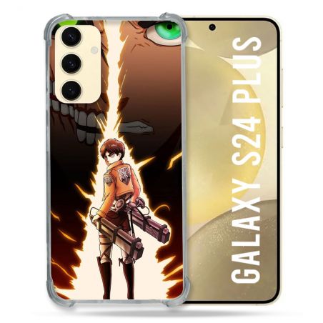 Coque Renforcée En Verre Trempé Pour Samsung Galaxy S24 Plus Manga Attaque Titans Eren Eclair
