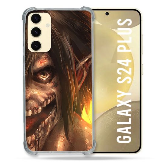 Coque Renforcée En Verre Trempé Pour Samsung Galaxy S24 Plus Manga Attaque Titans Eren Titan
