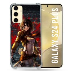 Coque Renforcée En Verre Trempé Pour Samsung Galaxy S24 Plus Manga Attaque Titans Mikasa