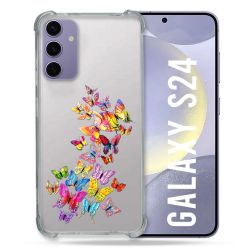 Coque Transparente Pour Samsung Galaxy S24 Papillon Multicolore