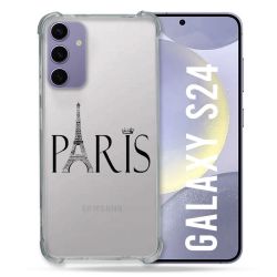 Coque Transparente Pour Samsung Galaxy S24 Paris Noir