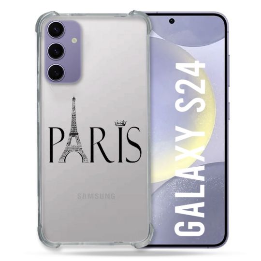 Coque Transparente Pour Samsung Galaxy S24 Paris Noir