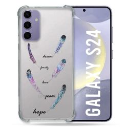Coque Transparente Pour Samsung Galaxy S24 Plume Couleur