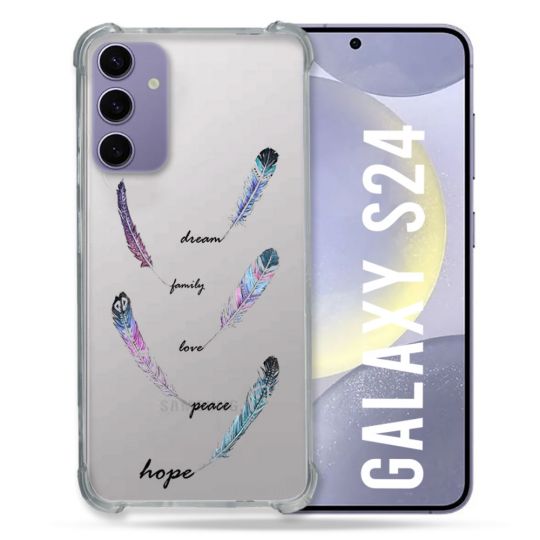 Coque Transparente Pour Samsung Galaxy S24 Plume Couleur