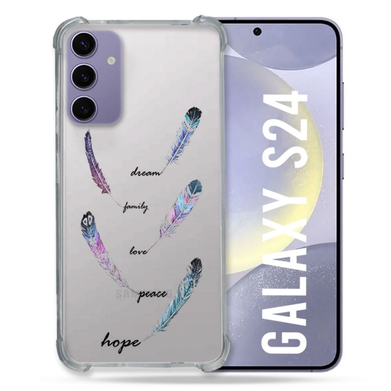 Coque Transparente Pour Samsung Galaxy S24 Plume Couleur