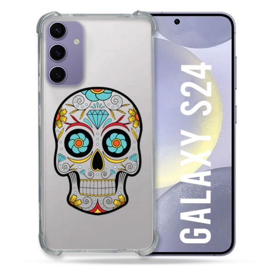 Coque Transparente Pour Samsung Galaxy S24 Tete Mort Color