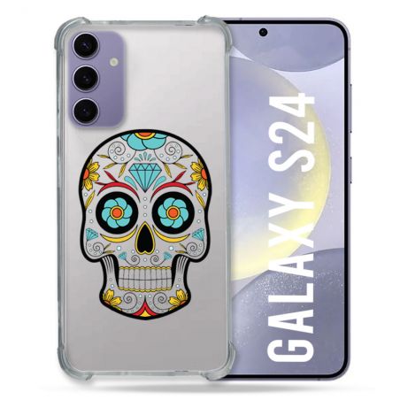 Coque Transparente Pour Samsung Galaxy S24 Tete Mort Color