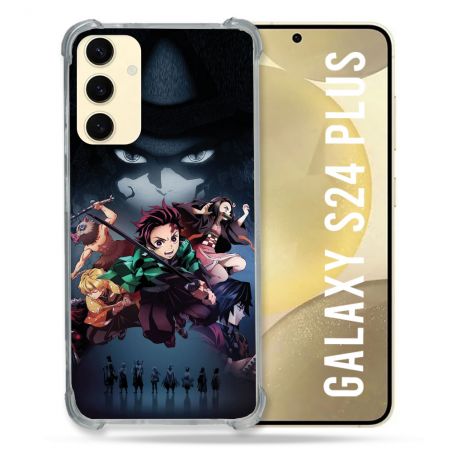 Coque Renforcée En Verre Trempé Pour Samsung Galaxy S24 Plus Manga Demon Slayer Noir