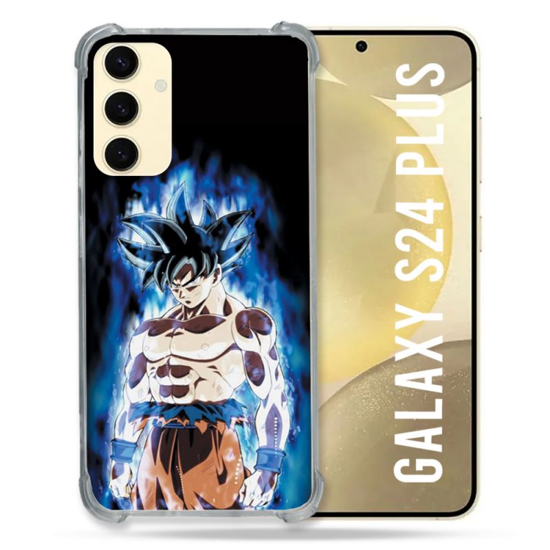 Coque Renforcée En Verre Trempé Pour Samsung Galaxy S24 Plus Manga Dragon Ball Sangoku Noir
